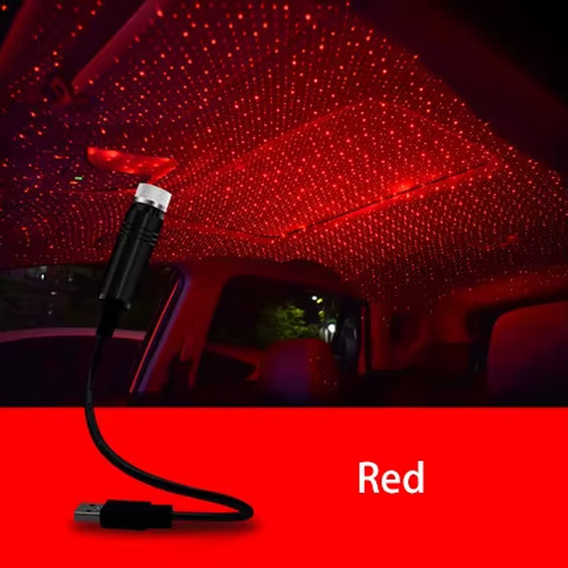 Car Interior Atmosphere Starry Laser Projector Lamp USB Led Roof Car Star Night Light Super Brightness Auto Starry Decoration