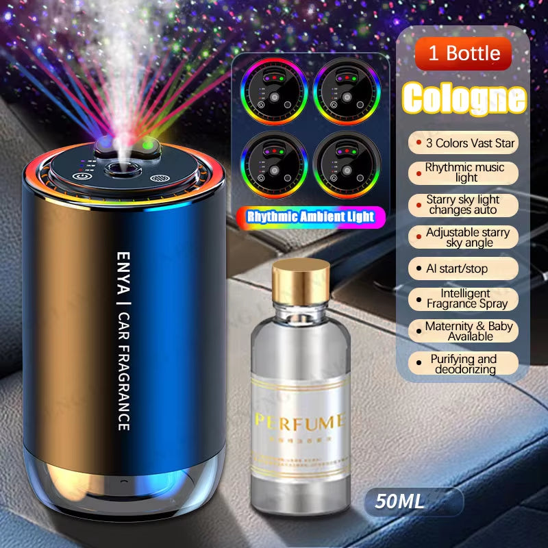 Car Air Freshener RGB Starry Sky Top 3 in 1 Multi-Function Aromatherapy LED Light USB Charger Essential Oil Diffuser Accessories