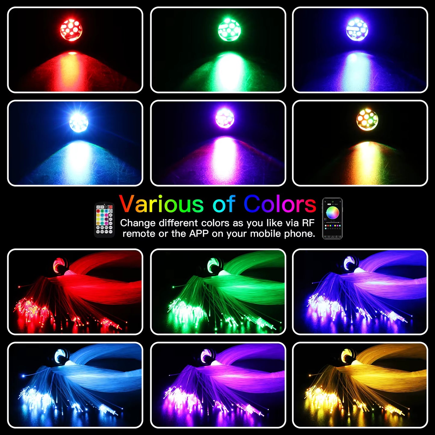New 16W Twinkle RGBW Fiber Optic Star Ceiling Lights Kit Smart APP Sound Control LED Engine for Car Starry Sky Fiber Optic Light