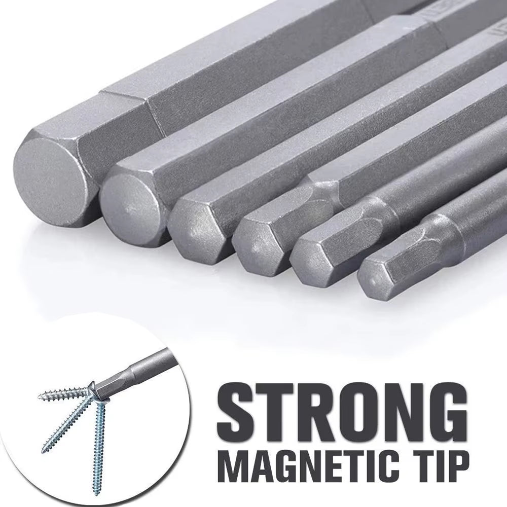 New 8Pcs 1/4" Hex Shank Head 100Mm SAE Metric Allen Wrench Screwdriver Socket Bit Metric Magnetic Screwdriver Bits Set
