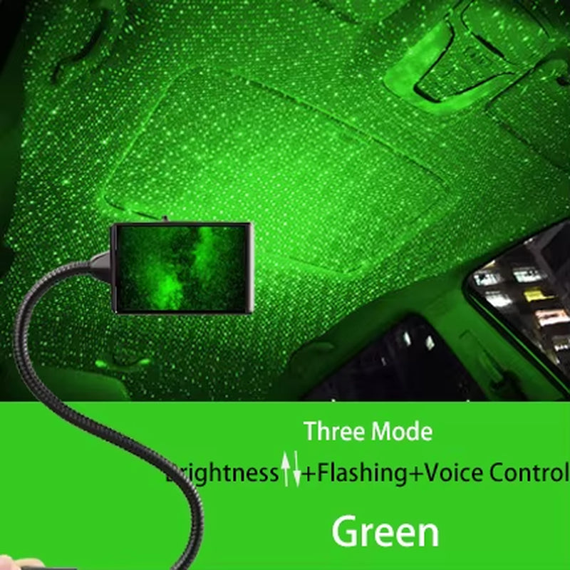 Car Interior Atmosphere Starry Laser Projector Lamp USB Led Roof Car Star Night Light Super Brightness Auto Starry Decoration