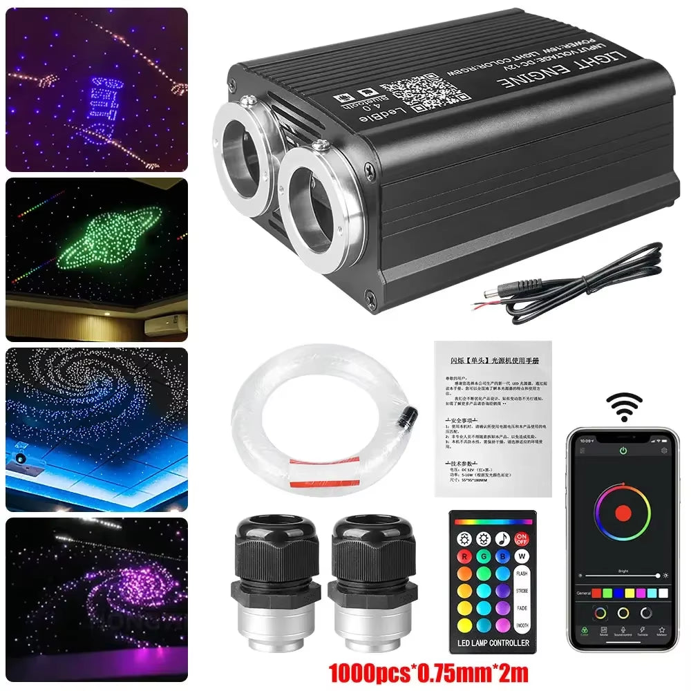 Car Starry Sky Light Fiber Optic Lights LED Auto Interior Decoration Accessories Car Roof Star Lights Ceiling Fiber Optic Light