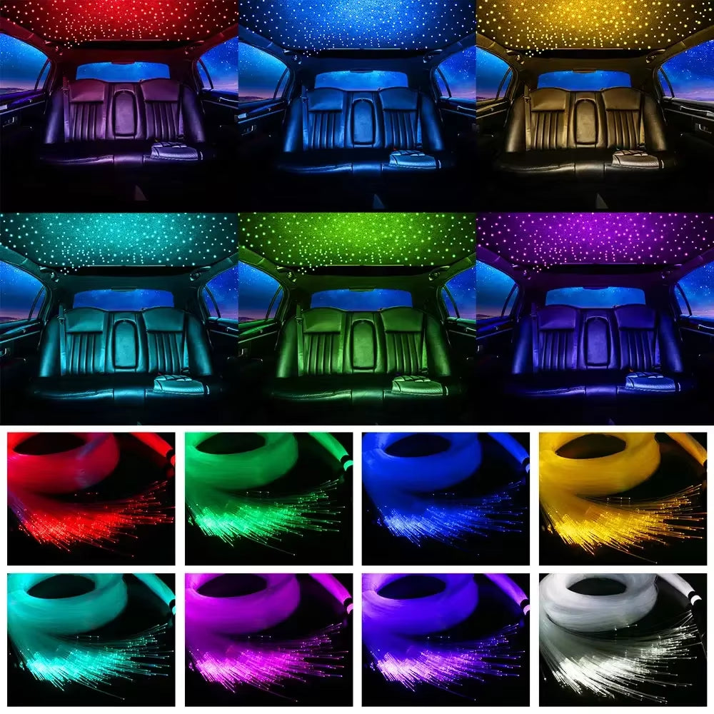 Car Starry Sky Light Fiber Optic Lights LED Auto Interior Decoration Accessories Car Roof Star Lights Ceiling Fiber Optic Light