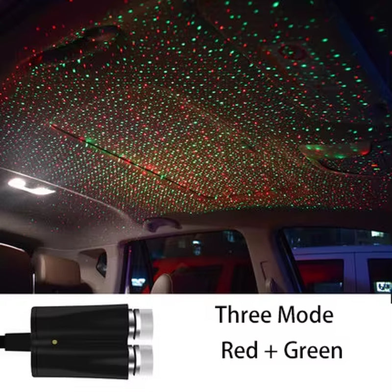 Car Interior Atmosphere Starry Laser Projector Lamp USB Led Roof Car Star Night Light Super Brightness Auto Starry Decoration