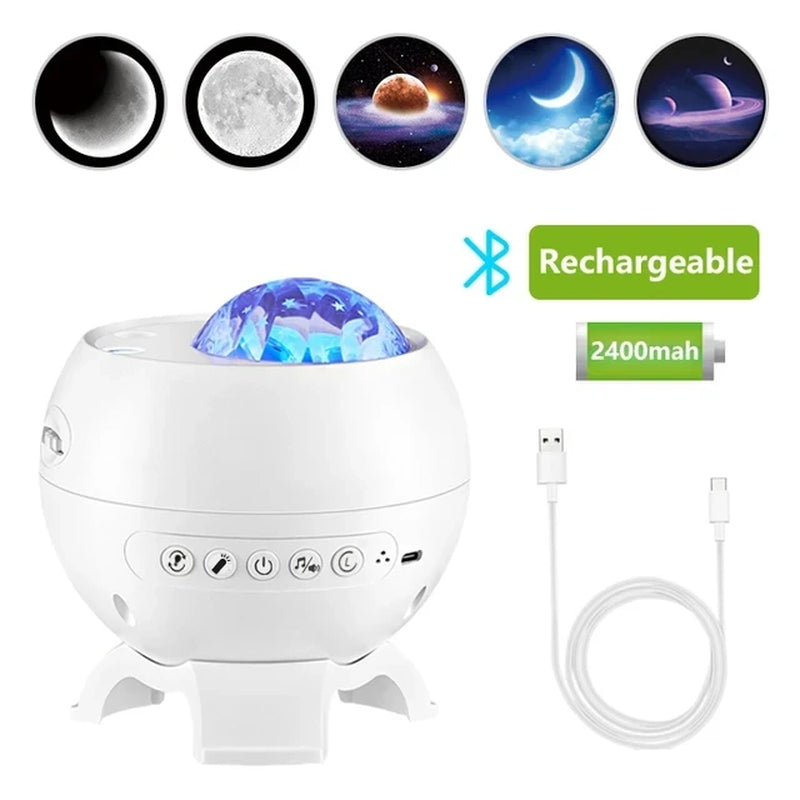 Aurora Star Projector Lamp 2024 Galaxy Starry Sky Atmosphere Light Northern Lights USB Rechargeable Small Nightlight Speaker