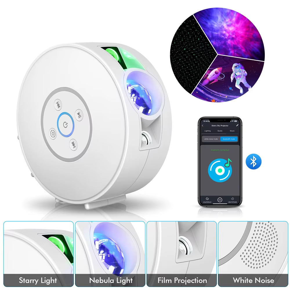 Starry Sky Projector Night Light with Speaker Smart Tuya Wifi APP Control Night Lights LED Star Projector for Bedroom Decor