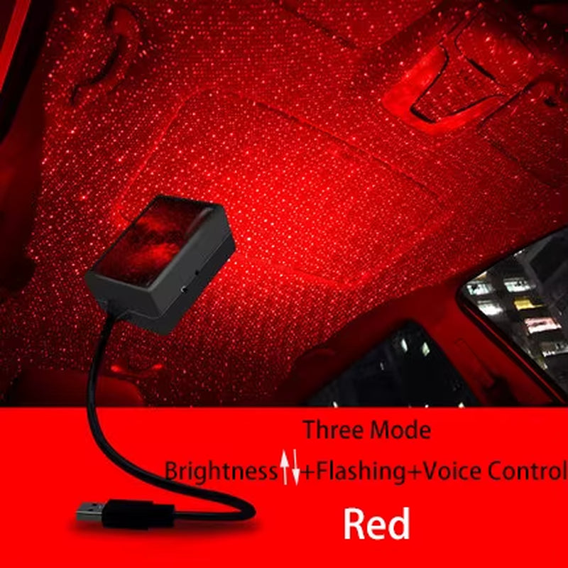 Car Interior Atmosphere Starry Laser Projector Lamp USB Led Roof Car Star Night Light Super Brightness Auto Starry Decoration