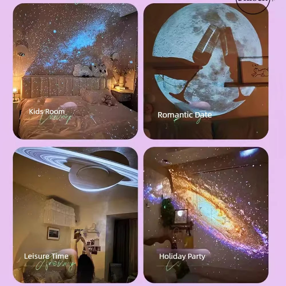12 in 1 Galaxy Star Projector with Bluetooth Speaker 360° Rotation Starry Sky Projector Night Light for Kid Gift Room Decor Lamp