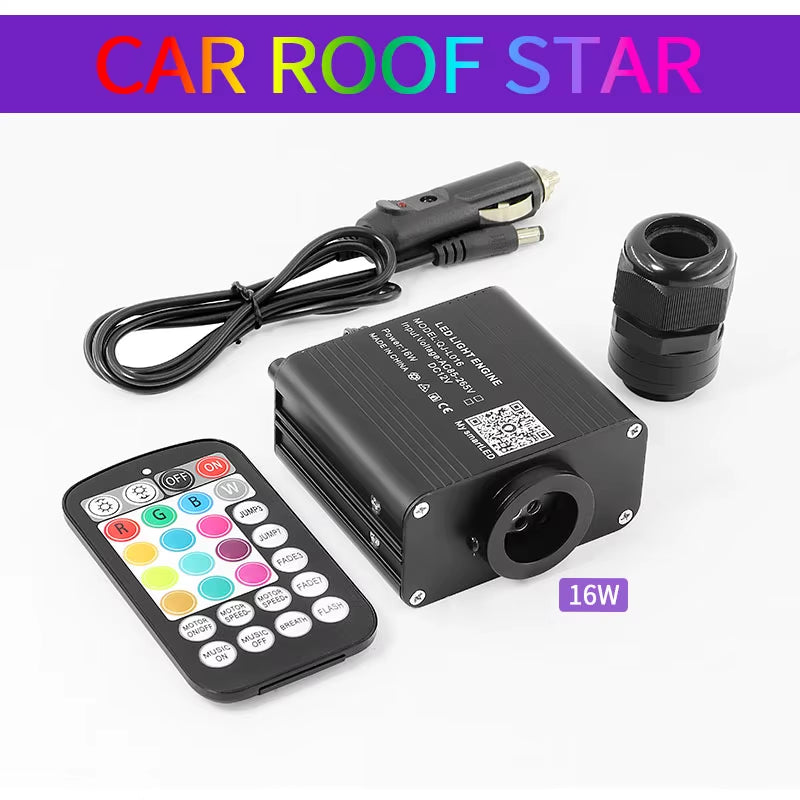16W Twinkle Starry Sky Car Star Ceiling Light Fiber Optic Light Led Star Roof Interior Atmosphere Light Car Home Decor