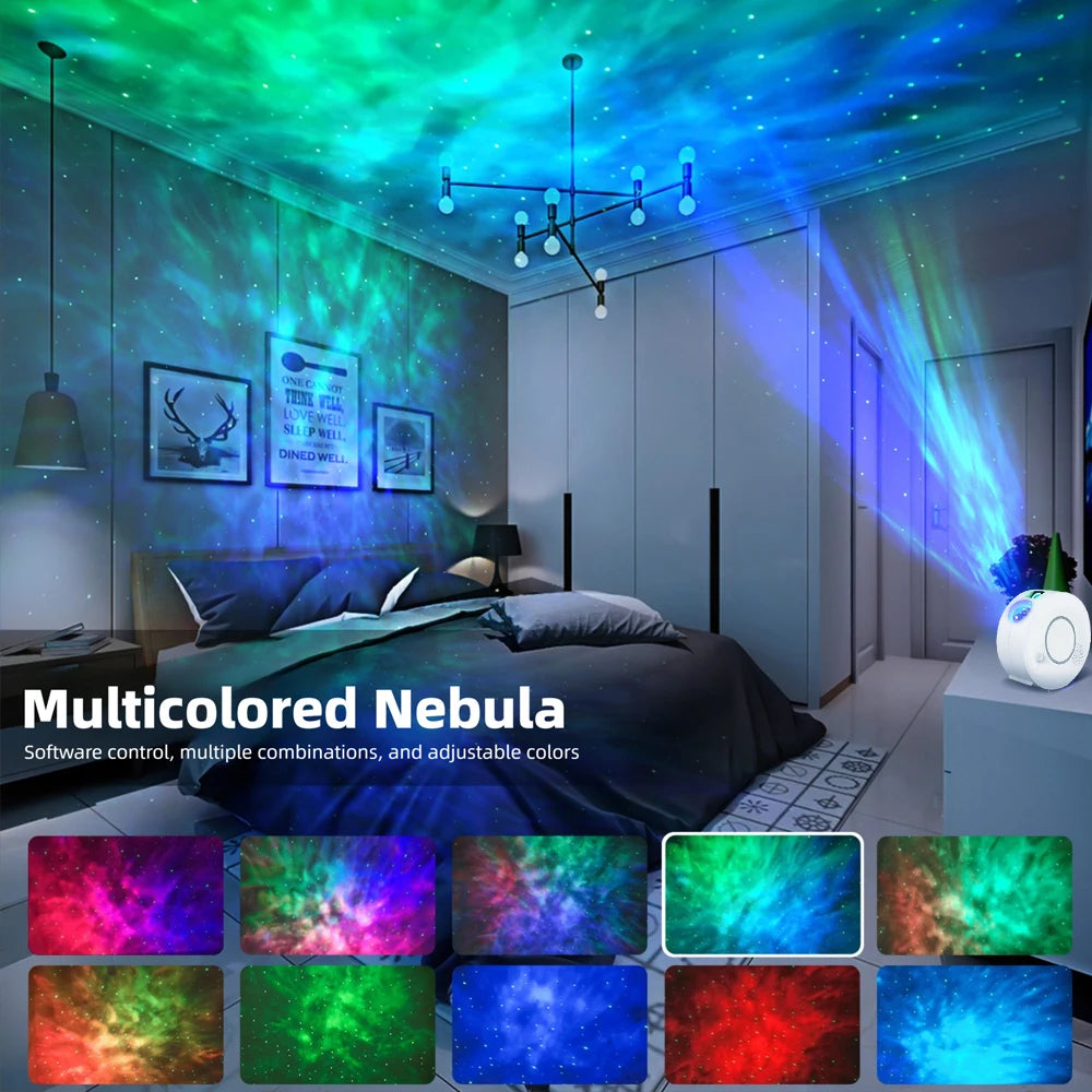 Starry Sky Projector Night Light with Speaker Smart Tuya Wifi APP Control Night Lights LED Star Projector for Bedroom Decor