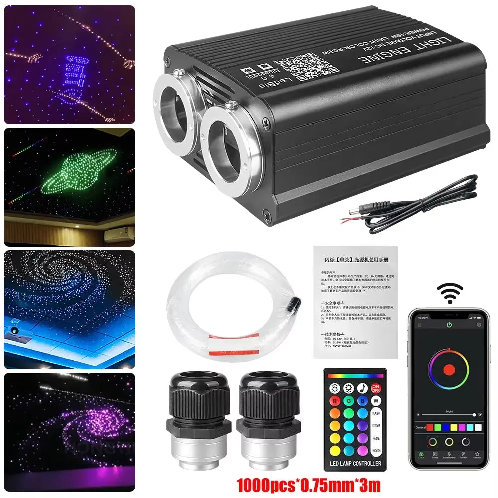Car Starry Sky Light Fiber Optic Lights LED Auto Interior Decoration Accessories Car Roof Star Lights Ceiling Fiber Optic Light