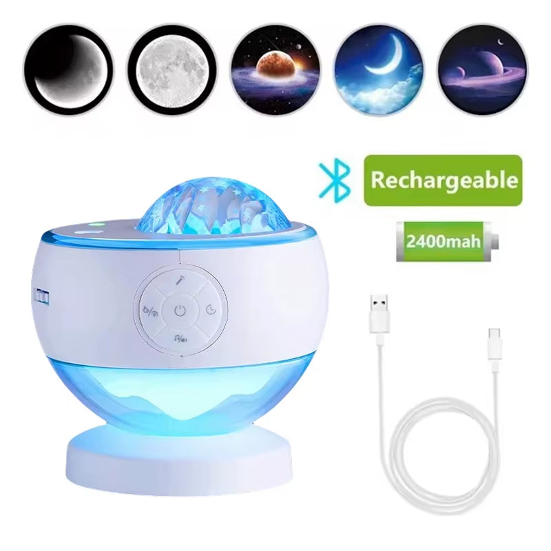 Aurora Star Projector Lamp 2024 Galaxy Starry Sky Atmosphere Light Northern Lights USB Rechargeable Small Nightlight Speaker