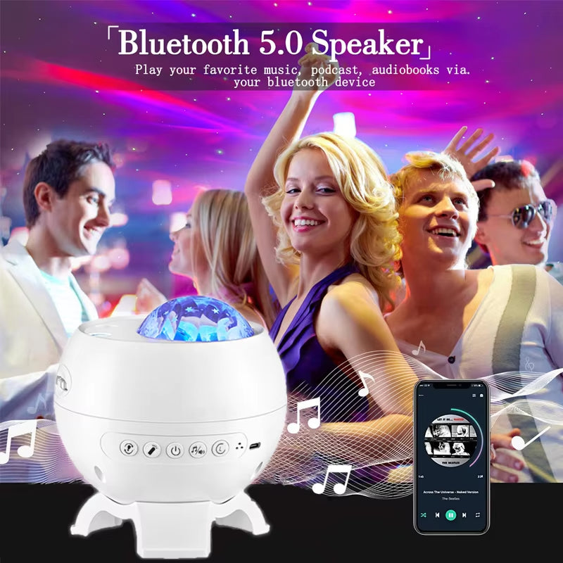 Aurora Star Projector Lamp 2024 Galaxy Starry Sky Atmosphere Light Northern Lights USB Rechargeable Small Nightlight Speaker