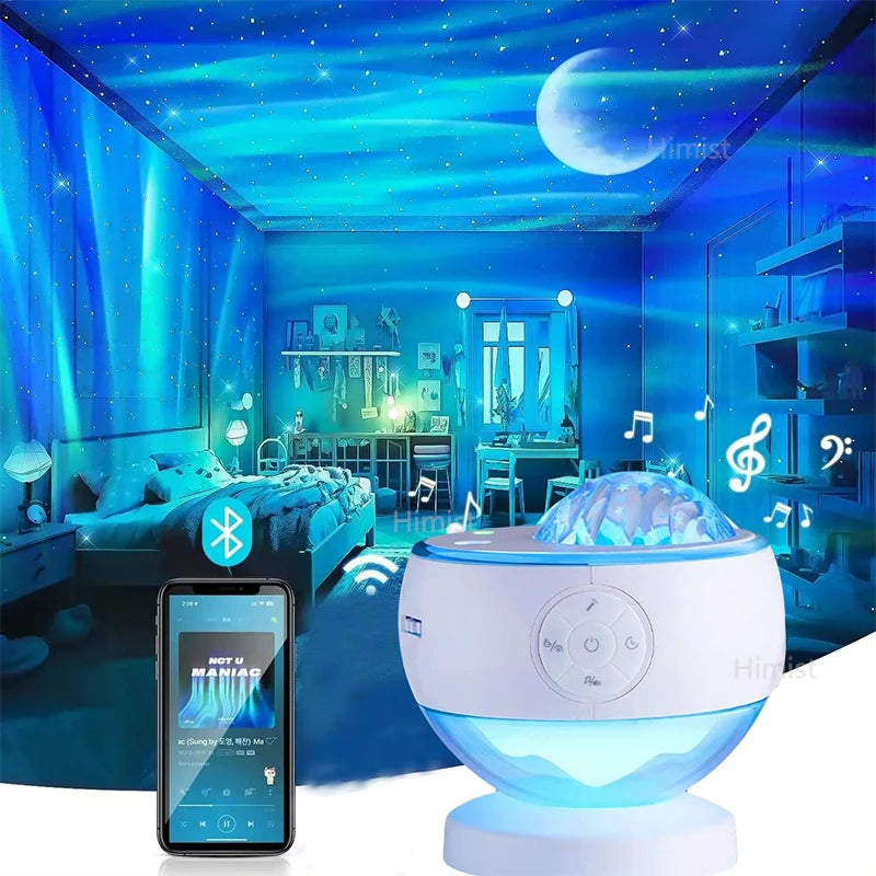 New Northern Lights Starry Sky Galaxy Projector Night Light Aurora Star Moon Lamp Home Gaming Room Bedroom Decoration Kids Gift