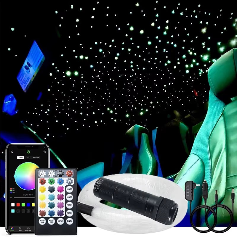 Dc12V 6W Fiber Optic Light Car Home Starry Sky Ceiling Light Kit Rgb Interior Light Ceiling Ambient Light Music Control