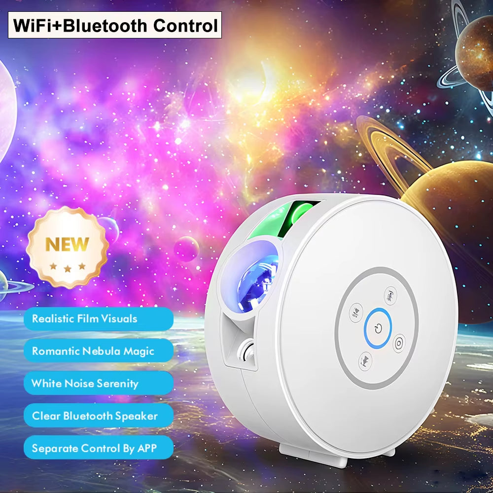 Starry Sky Projector Night Light with Speaker Smart Tuya Wifi APP Control Night Lights LED Star Projector for Bedroom Decor