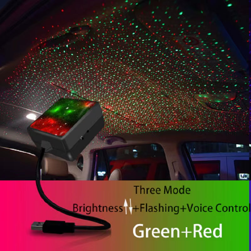 Car Interior Atmosphere Starry Laser Projector Lamp USB Led Roof Car Star Night Light Super Brightness Auto Starry Decoration