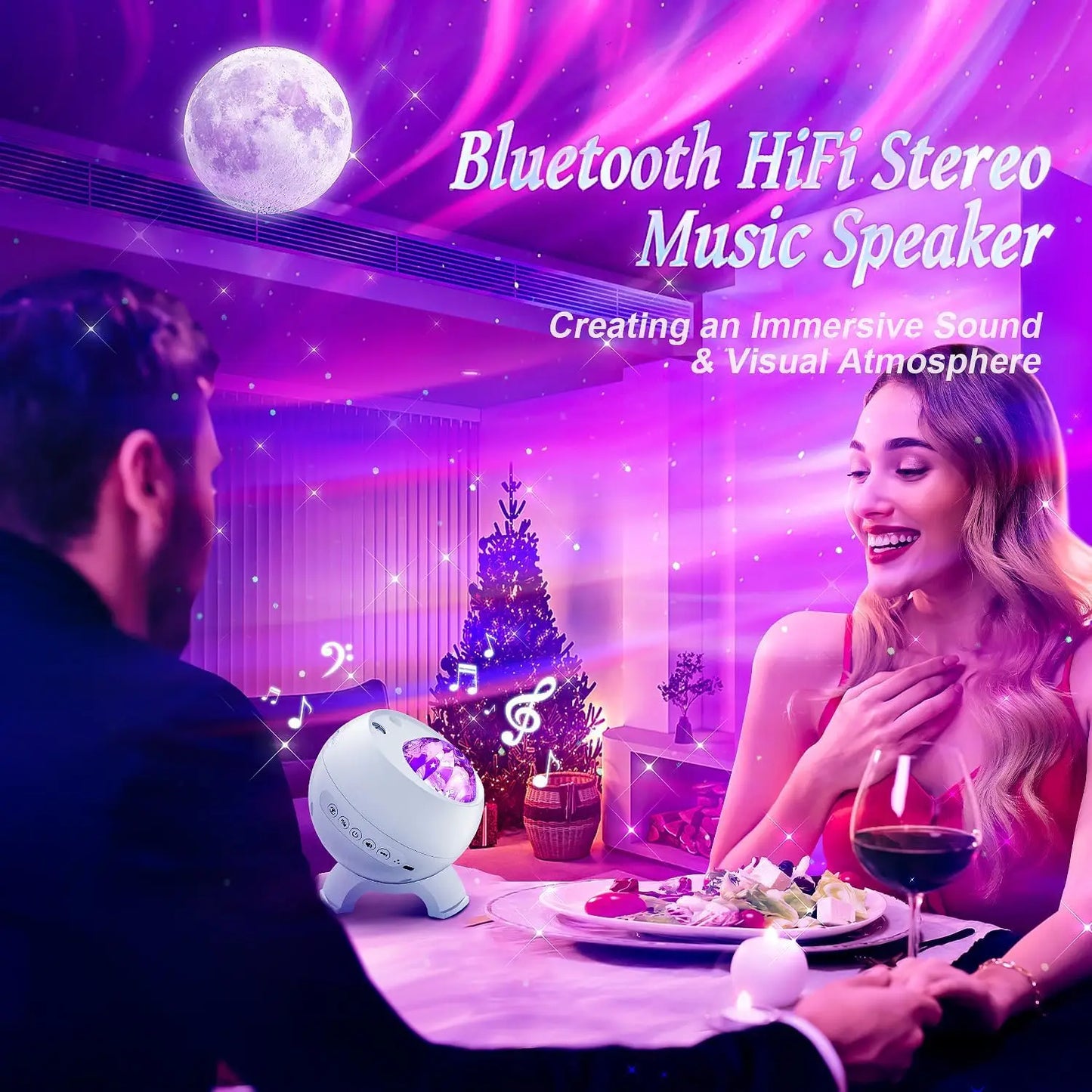 Dream Starry Sky Aurora Projector Adult'S Romantic Gift Music Northern Light Projection Atmosphere Lamp for Game Room Bedside