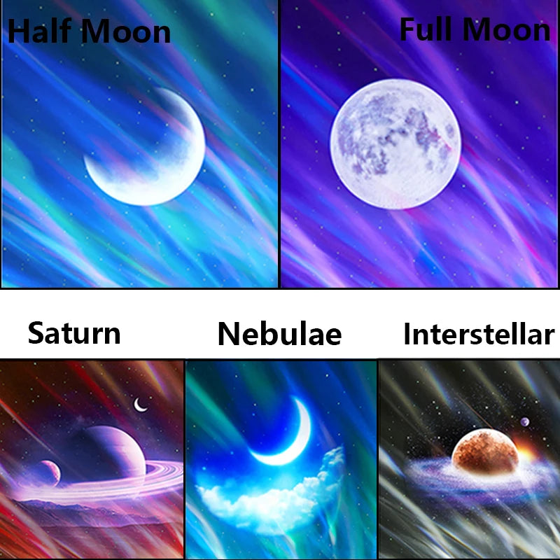 Aurora Star Projector Lamp 2024 Galaxy Starry Sky Atmosphere Light Northern Lights USB Rechargeable Small Nightlight Speaker