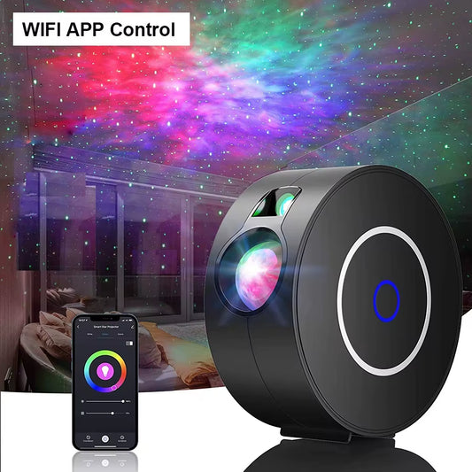Starry Sky Projector Night Light with Speaker Smart Tuya Wifi APP Control Night Lights LED Star Projector for Bedroom Decor