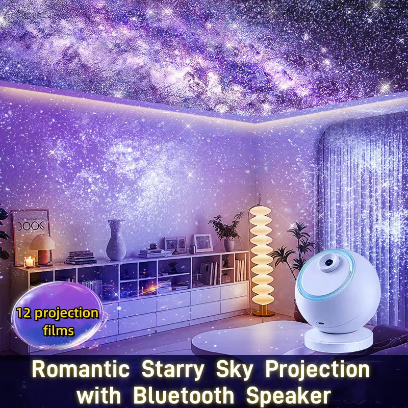 Home Planetarium Star Projector Galaxy Starry Projector Night Light 360° Adjust Bluetooth Speaker for Bedroom Kids Birthday Gift