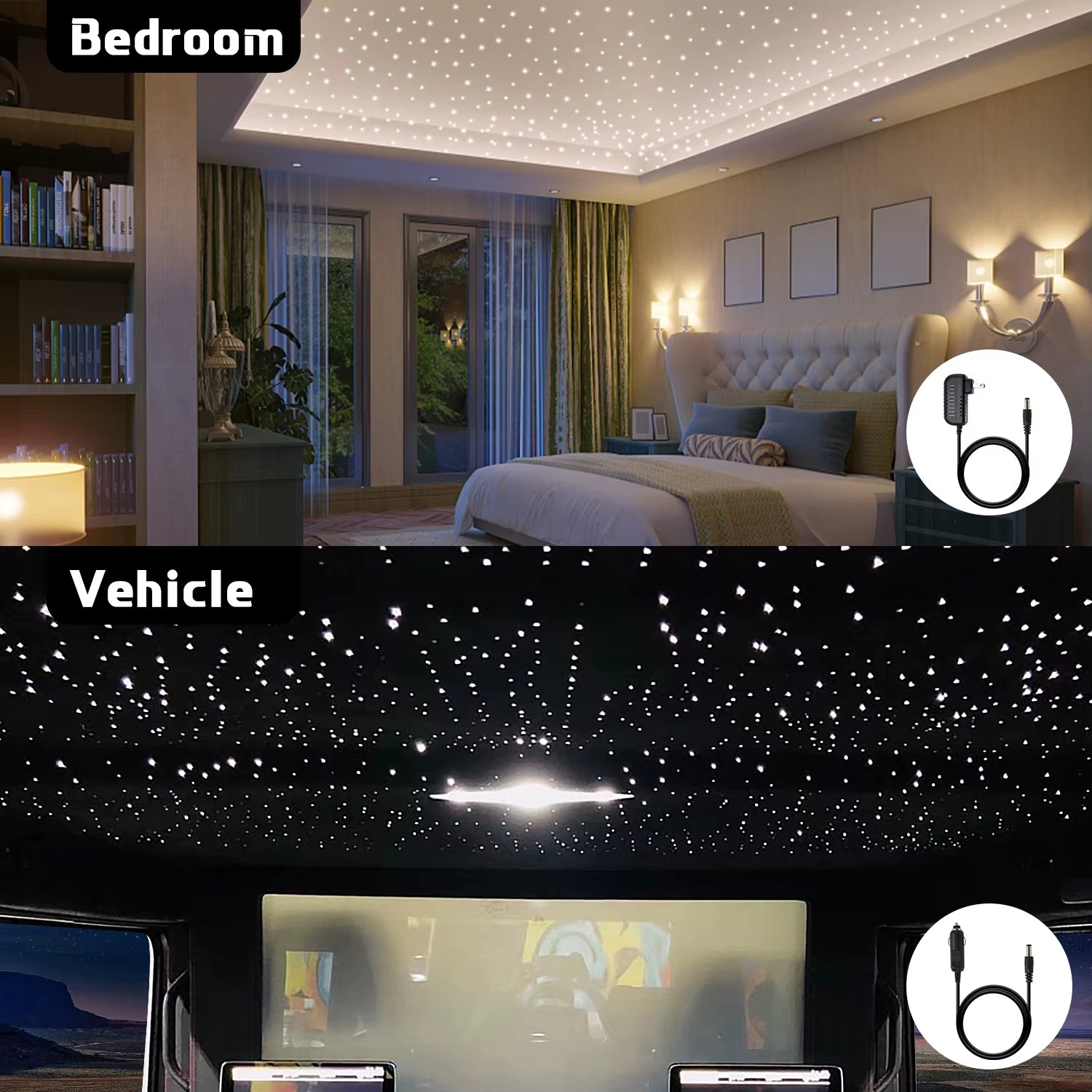 DC12V 6W RGBW Car Roof Star Lights LED Optic Star Ceiling Light Kits APP Touch RF Controller Led Car Starry Sky Ceiling Lamp
