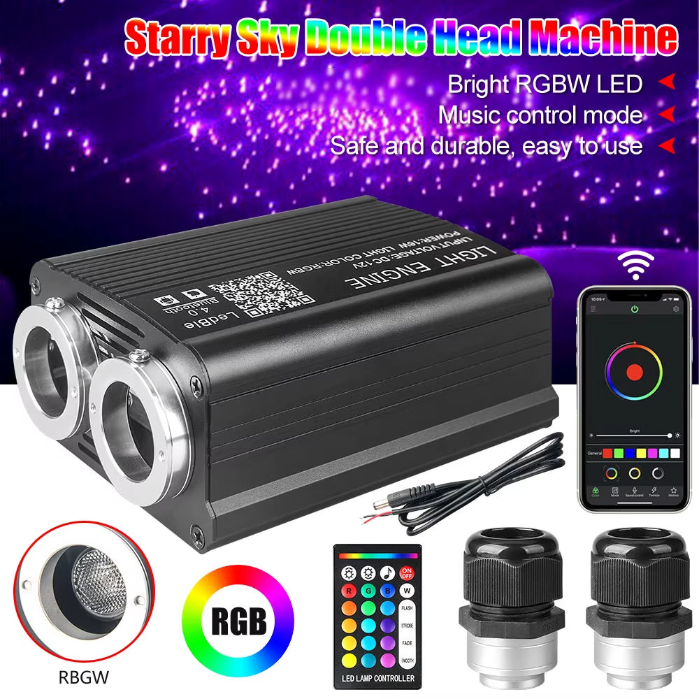 Car Starry Sky Light Fiber Optic Lights LED Auto Interior Decoration Accessories Car Roof Star Lights Ceiling Fiber Optic Light