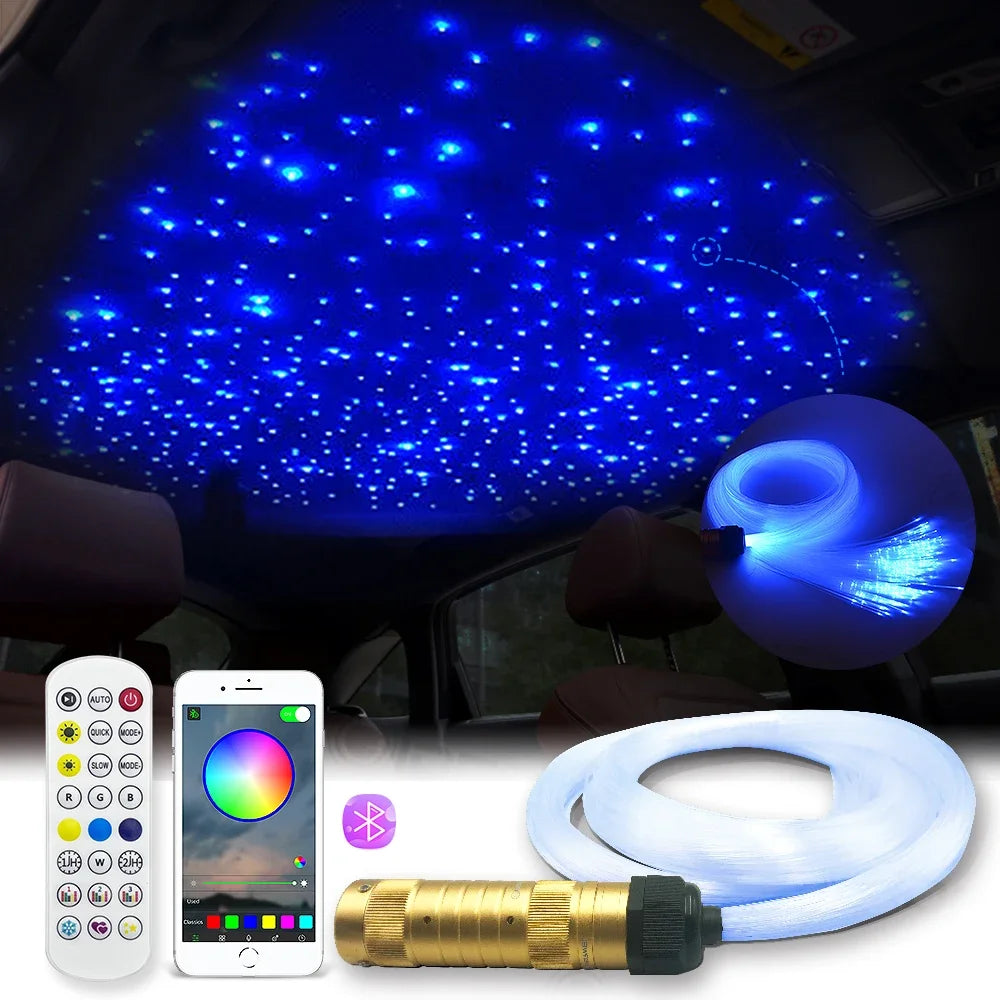 Car Led Star Lights Ceiling Optic Fiber Lights Smart APP Control RGBW Starry Sky Effect Ceiling Light Available Car Decoration