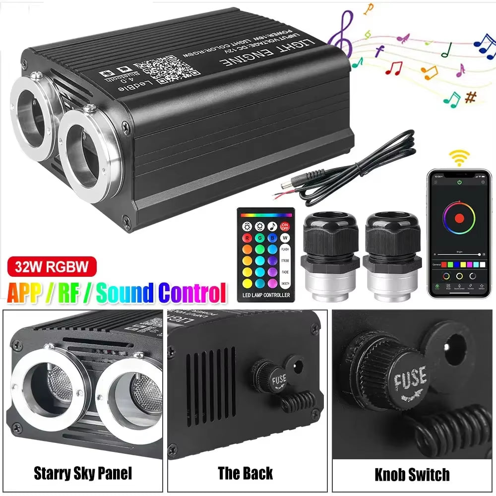Car Starry Sky Light Fiber Optic Lights LED Auto Interior Decoration Accessories Car Roof Star Lights Ceiling Fiber Optic Light