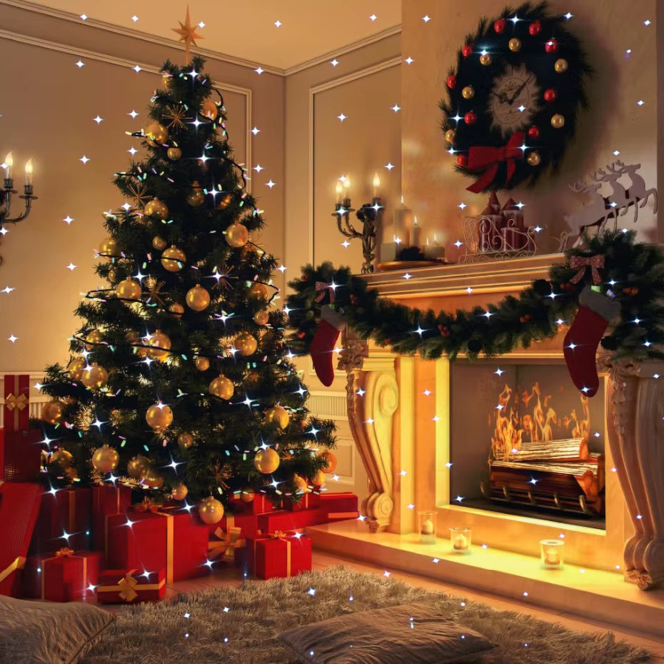 7 Color Motion Static Outdoor Christmas White Star Laser Projector Lights Holiday Waterproof Xmas Tree Garden Shower Light