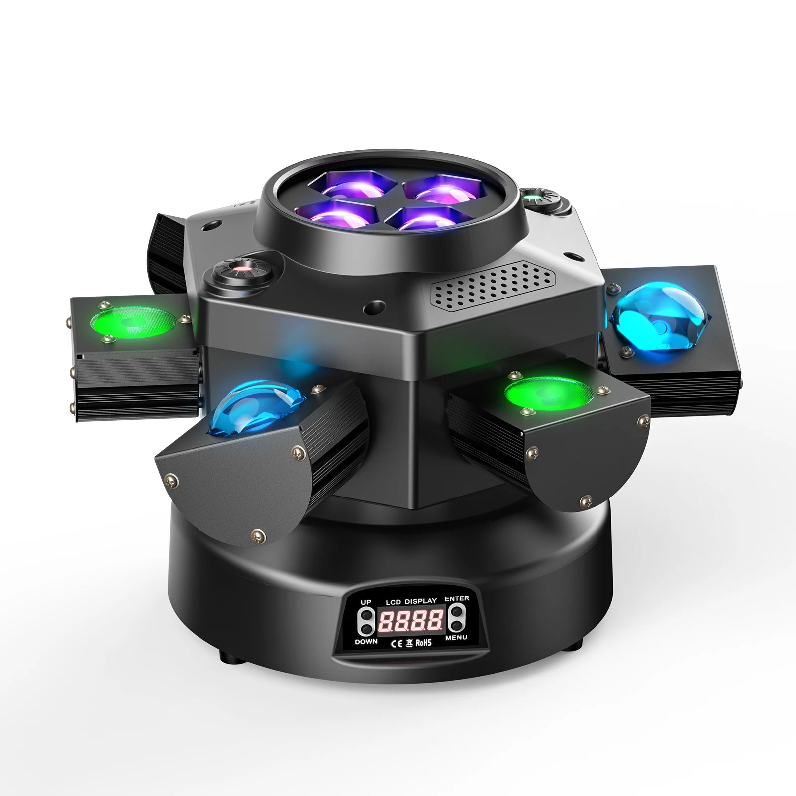 150W Moving Head DJ Lights 6 Arms Party Lights RGBW 4IN1 LED Stage Lighs DMX512 for Wedding Party Disco KTV Wedding