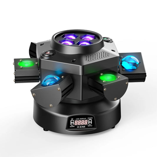 150W Moving Head DJ Lights 6 Arms Party Lights RGBW 4IN1 LED Stage Lighs DMX512 for Wedding Party Disco KTV Wedding