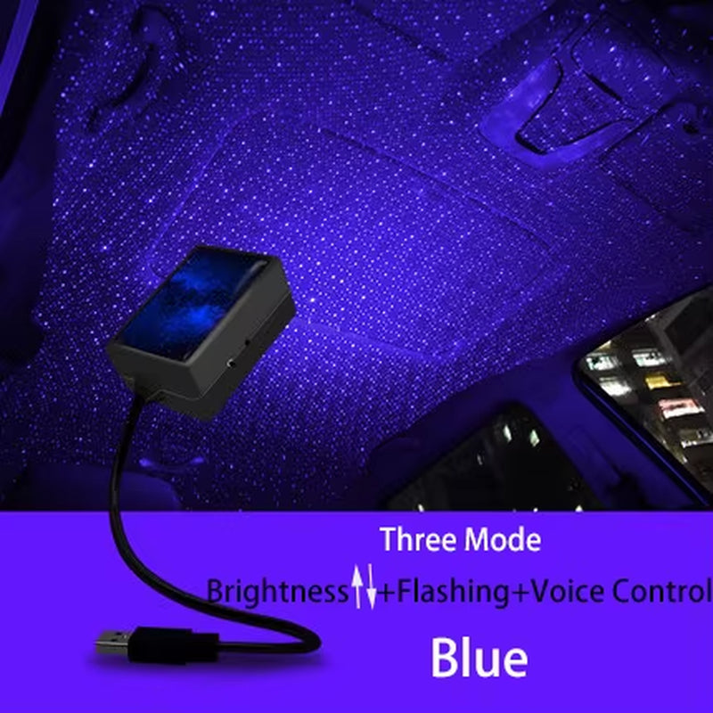 Car Interior Atmosphere Starry Laser Projector Lamp USB Led Roof Car Star Night Light Super Brightness Auto Starry Decoration