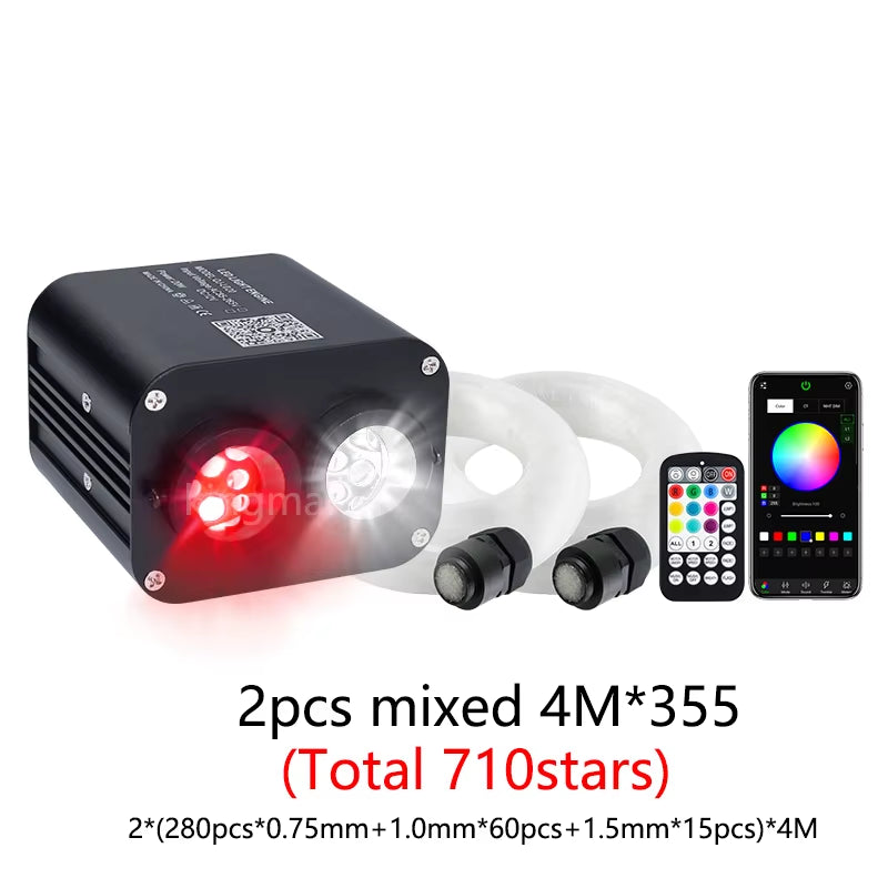 20W RGBW Double Head Car Starry Sky Music Control Car Roof Star Fiber Optic Star Ceiling Kit Smart APP Twinkle Fiber Optic Light