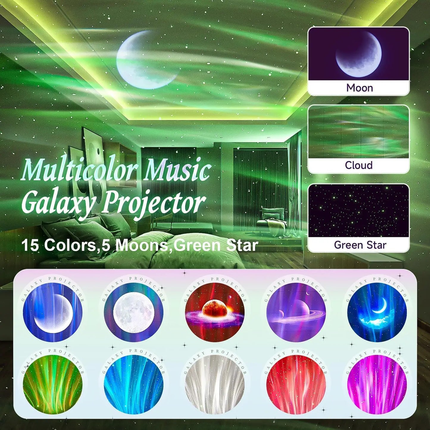Dream Starry Sky Aurora Projector Adult'S Romantic Gift Music Northern Light Projection Atmosphere Lamp for Game Room Bedside