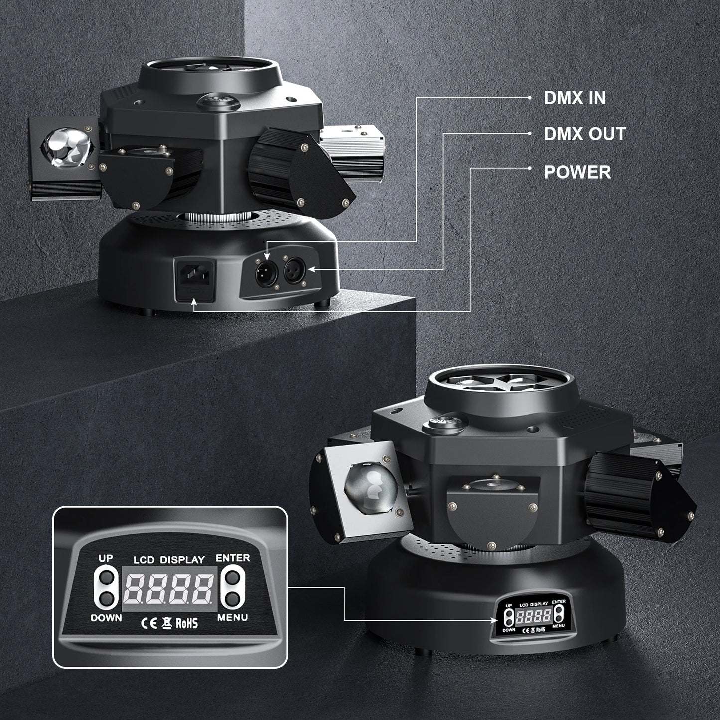 150W Moving Head DJ Lights 6 Arms Party Lights RGBW 4IN1 LED Stage Lighs DMX512 for Wedding Party Disco KTV Wedding