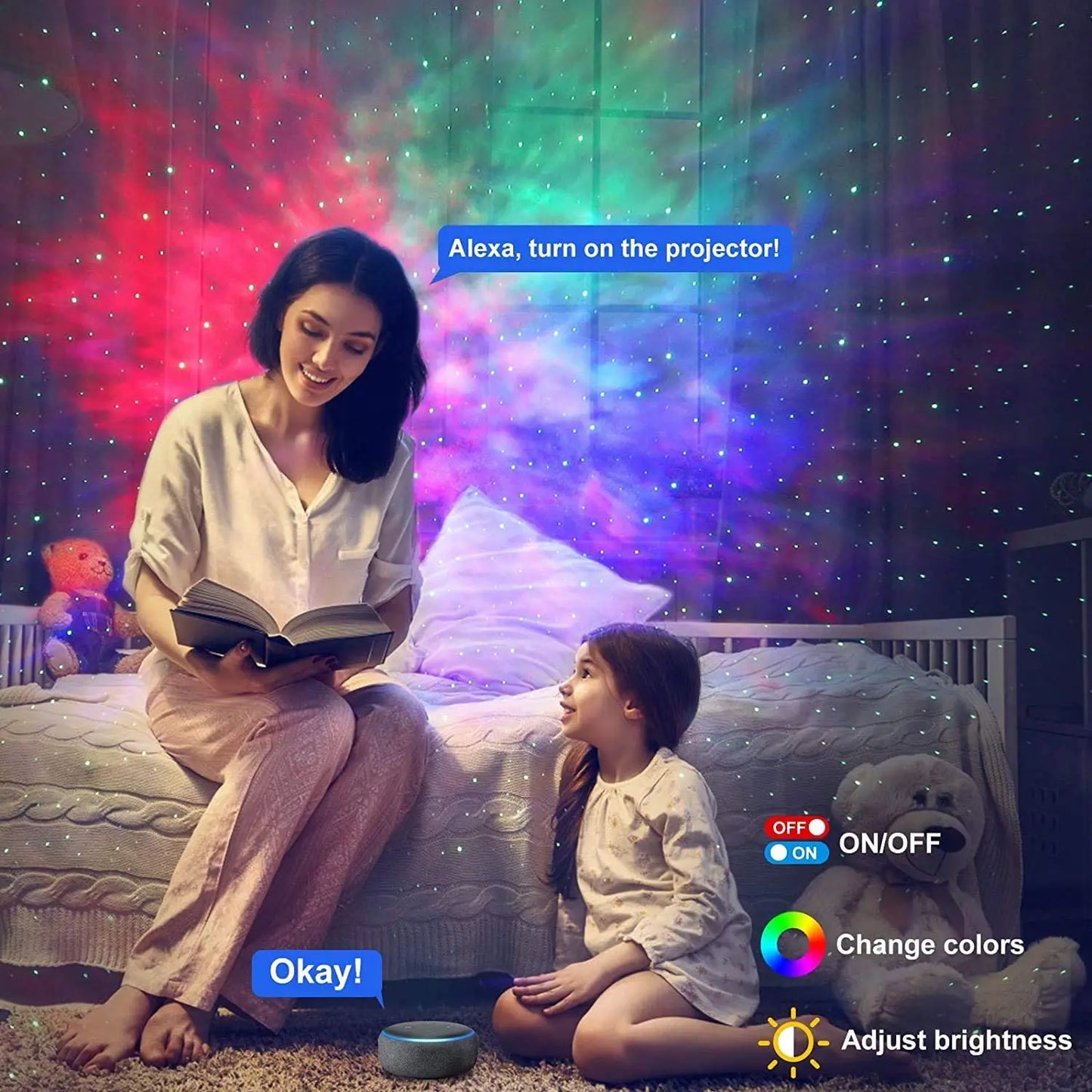Starry Sky Projector Night Light with Speaker Smart Tuya Wifi APP Control Night Lights LED Star Projector for Bedroom Decor