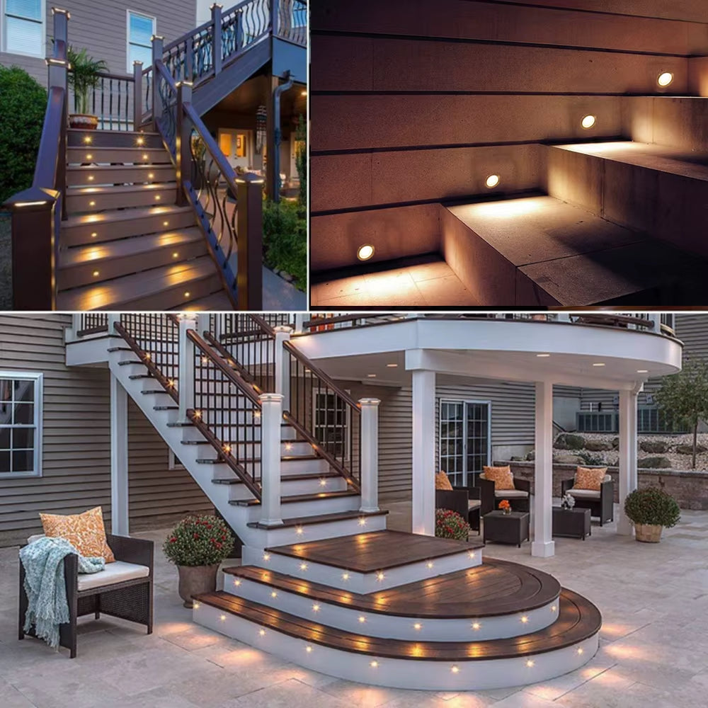 DC12V LED Deck Light IP67 Waterproof Underground Lamp Recessed Landscape Spotlight Garden Pathway Step Deck Light EU/US/UK/AU