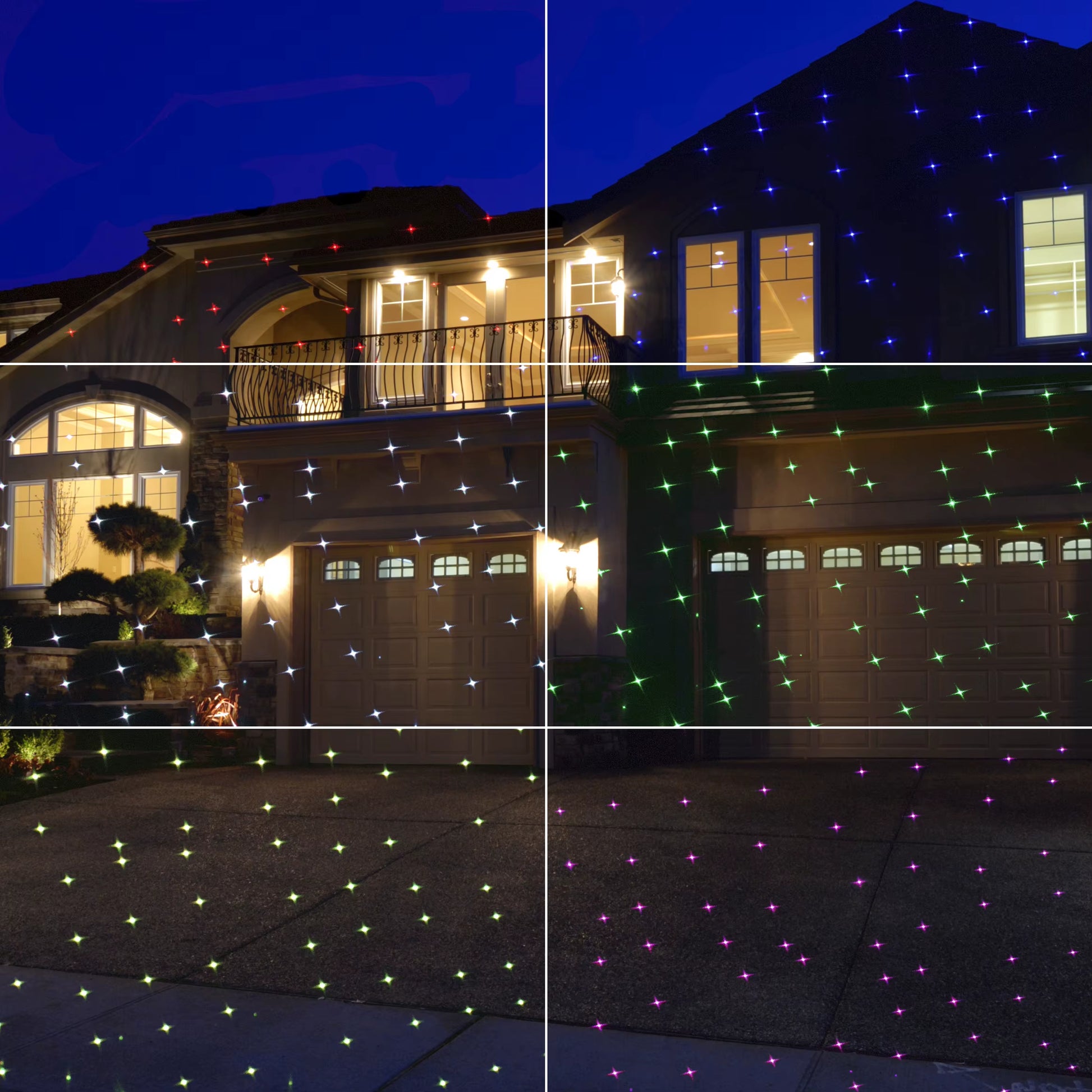 7 Color Motion Static Outdoor Christmas White Star Laser Projector Lights Holiday Waterproof Xmas Tree Garden Shower Light