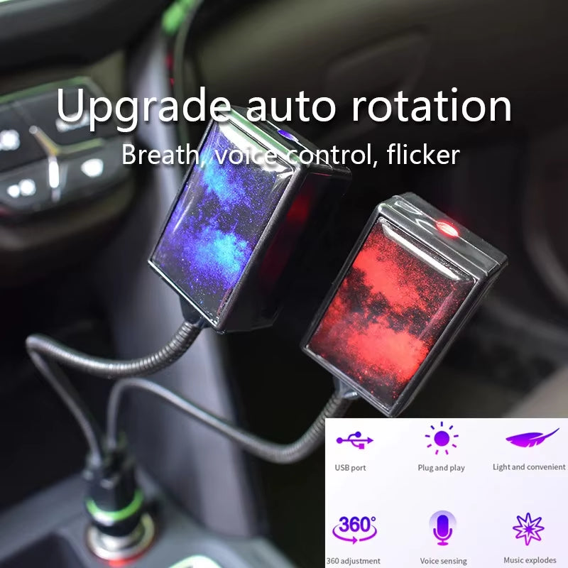 Car Interior Atmosphere Starry Laser Projector Lamp USB Led Roof Car Star Night Light Super Brightness Auto Starry Decoration